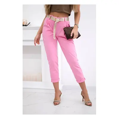 Kesi Włoski Punto trousers with belt pink