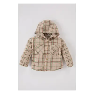 DEFACTO Baby Boy Hooded Check Flannel Long Sleeve Shirt