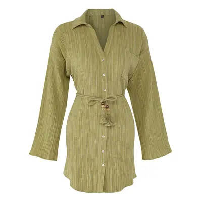 Trendyol Khaki*St Plain Regular Mini Woven 50% Cotton, 50% Polyester Dress