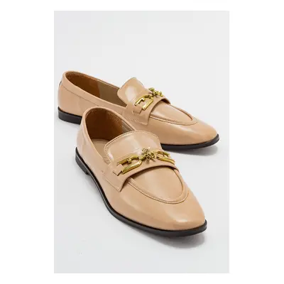 LuviShoes LOUR Women's Beige Skin Loafers