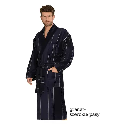 Bathrobe De Lafense M-2XL men's navy blue - wide belts