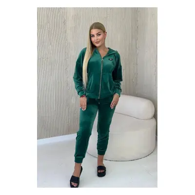 Velour set sweatshirt + trousers green