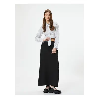 Koton Crop Shirt Long Sleeve Tie Detailed Classic Collar Cotton Blended