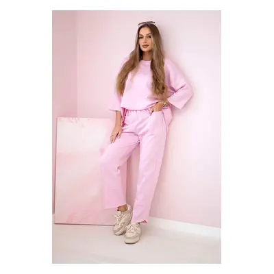 Kesi Włoski Set sweatshirt + pants buttery fabric light pink