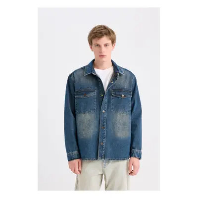 DEFACTO Relax Fit Long Sleeve Pocket Jean Shirt Jacket