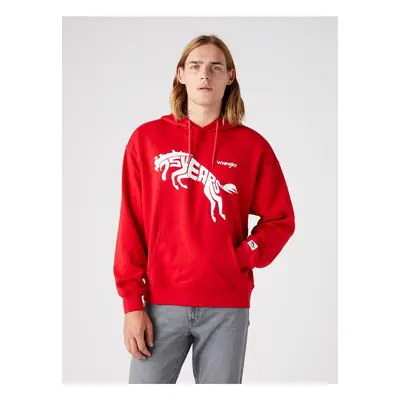 Red unisex patterned hoodie Wrangler - Men