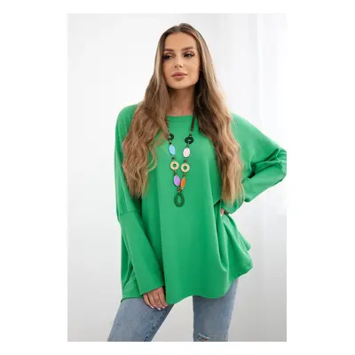 Kesi Włoski Oversize blouse with necklace green