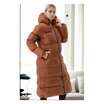 Z6756 DEWBERRY LADIES INFLATABLE COAT-CAMEL-1