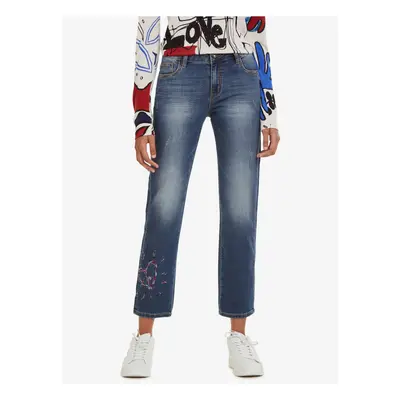 Blue women's straight fit jeans Desigual Sanford - Women