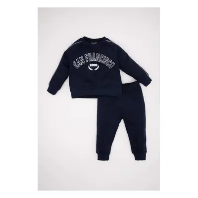 DEFACTO Baby Boy 2-Piece Set Printed Crew Neck Sweatshirt Elastic Waist Jogger Tracksuit Bottoms