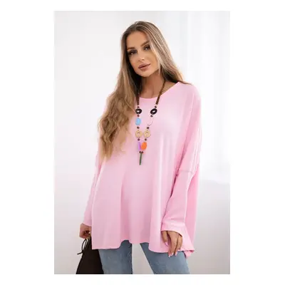 Kesi Włoski Oversize blouse with necklace light pink