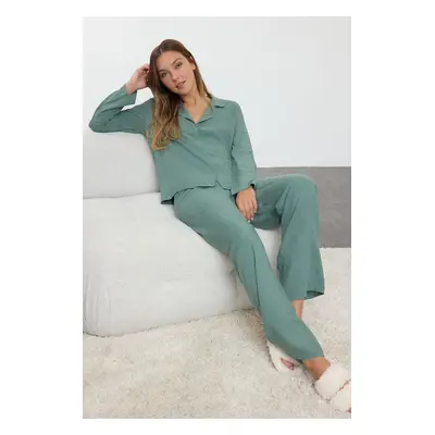 Trendyol Green Viscose Woven Pajama Set