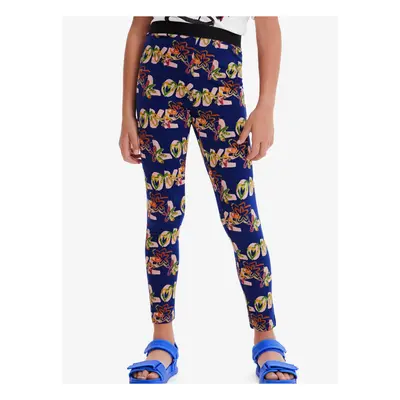 Dark blue patterned girly leggings Desigual Garden - Girls