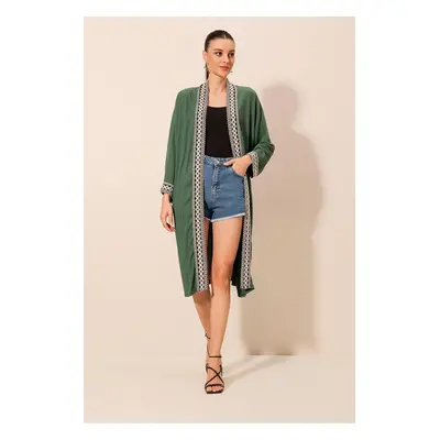 Bigdart Embroidered Knitted Long Kimono - Emerald Green