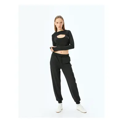 Koton Cargo Pocket and Waist Tie-Down Relaxed Fit Jogger Sweatpants