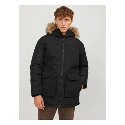 Fekete férfi téli Parka Jack & Jones Wing - Férfi