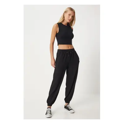 Happiness İstanbul Women's Black Modal Blend Jogger Sweatpants