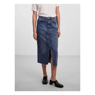 Navy Blue Women's Denim Midi Skirt Pieces Jessie - Women's