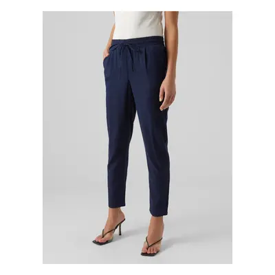 Dark blue women's trousers with linen blend VERO MODA Jesmilo - Women