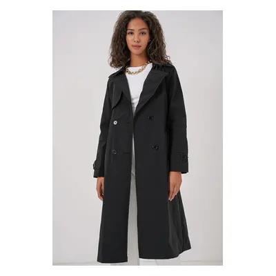 Bigdart Double Breasted Trench Coat - Black