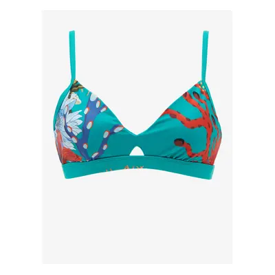 Turquoise patterned women's swimwear upper Desigual Attina I - Women