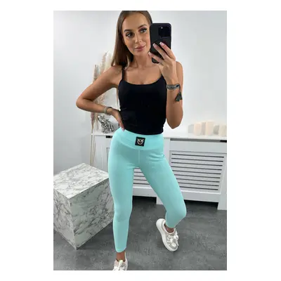 Ribbed leggings light mint with high waist