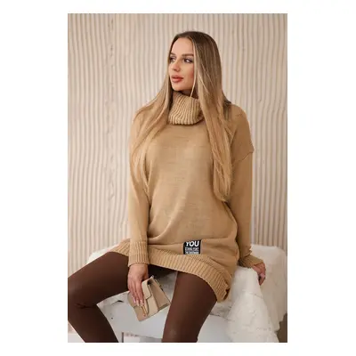 Włoski Turtleneck sweater light camel