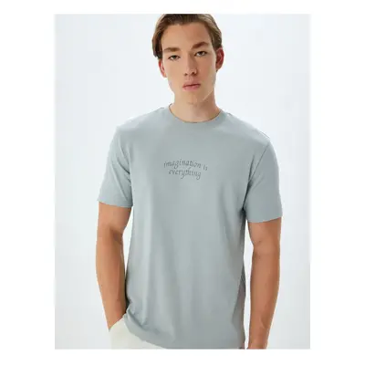 Koton Slogan Printed T-Shirt Crew Neck Short Sleeve Cotton