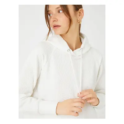 Koton Hooded Sweatshirt Textured Long Sleeve Slit