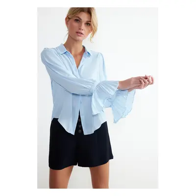 Trendyol Baby Blue Spanish Sleeve Regular Fit Woven Shirt