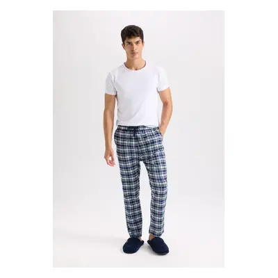 : DEFACTO Regular Fit Plaid Tied Waist Straight Leg Pocket Long Length Pajama Bottoms