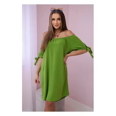 Włoski Dress tied on the sleeves mint olive