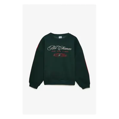 GRIMELANGE Erisa Women's Knitted 100% Cotton Printed Long Sleeve Green Sweatshirt