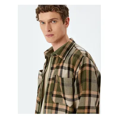 Koton Long Sleeve Plaid Patterned Lumberjack Shirt with Pocket Detail