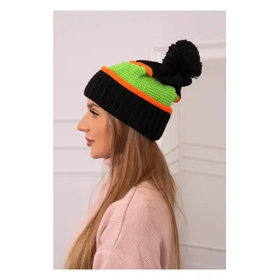 Women's Cap Kinga K297 Black + Neon Green + Orange