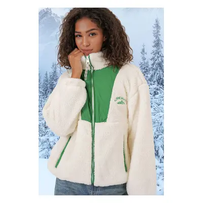 Bigdart Women's Plush Coat Jacket - Emerald Green