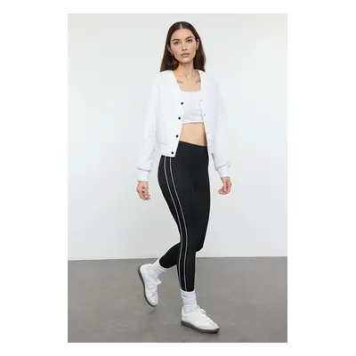 Trendyol Black Stripe Detailed Full Length Knitted Sports Leggings