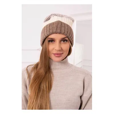 marka niezdefiniowana Cap with fleece Bojana K265 dark beige+white+light beige