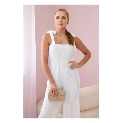 Waisted jumpsuit with a pleated top