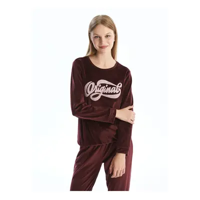 LC Waikiki Crew Neck Embroidered Long Sleeve Women's Pajama Set