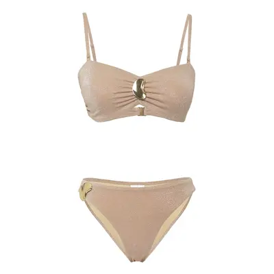 Trendyol Mink Strapless Accessory Glittery Bikini Set