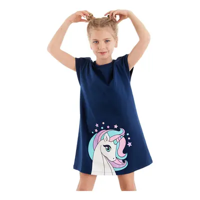 Denokids Girls' Dress Unicorn Girls' Children's Casual Dress Navy Blue