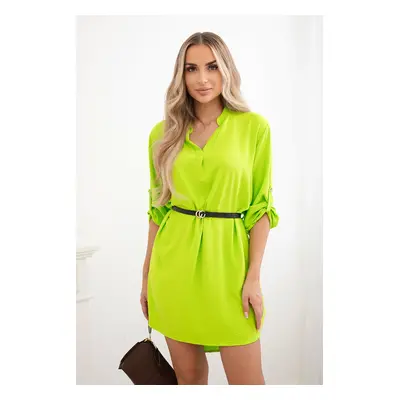 Włoski Dress with longer back and belt bright green