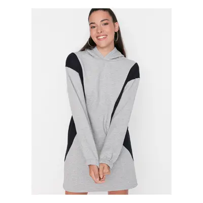 Black-gray mottled hoodie dress Trendyol - Women