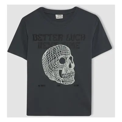 DEFACTO Boy's Crew Neck Color Changing Printed Short Sleeve T-Shirt