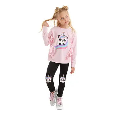 Denokids Panda Unicorn Girl Frilly T-shirt Tights Set