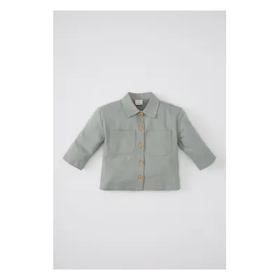 DEFACTO Baby Girl Pocket Gabardine Long Sleeve Shirt