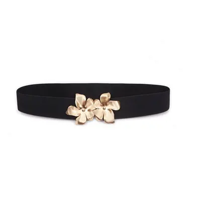 Orsay Black women's belt with golden flower - Women