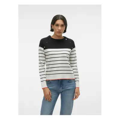 Black and White Women's Striped Sweater Vero Moda Alma - Women