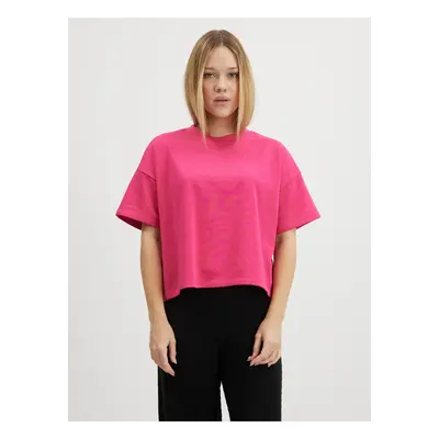 Dark pink women's basic T-shirt Pieces Chilli - Women